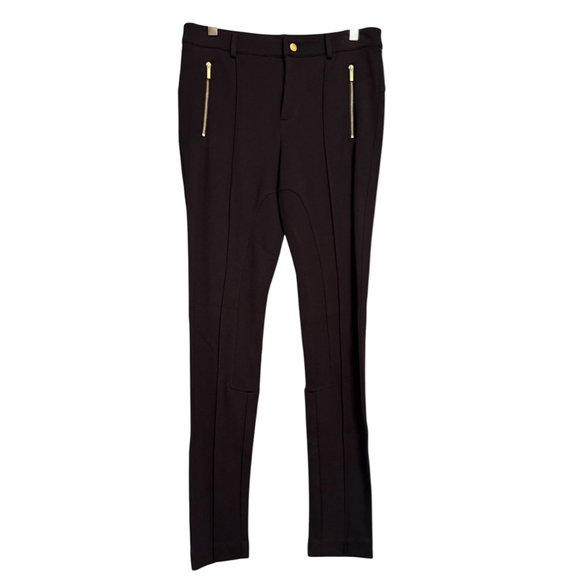 NWT Women's MICHAEL Michael Kors Black Trousers with Gold Zippers Size 8 - Picture 2 of 13